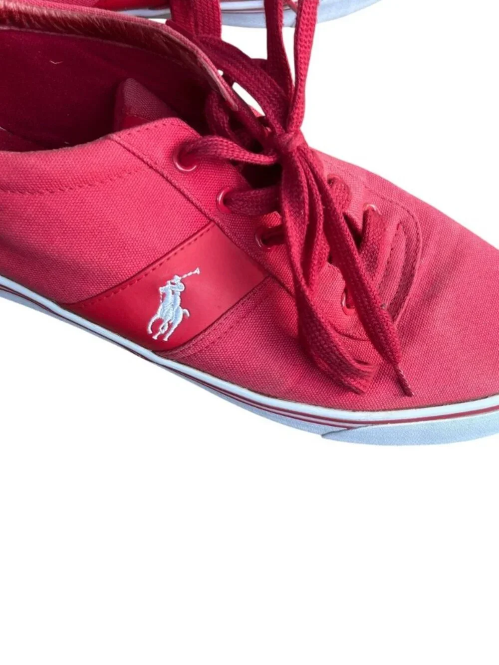 Polo by Ralph Lauren Men’s Hanford Red Canvas Low-Top Sneakers Size 11.5